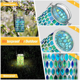 Mosaic Solar Lights Outdoor Hanging Lanterns Waterproof Mosaic Solar Lanterns Outdoor Solar Night Lights Table Lamps Decoration - Top-Down View
