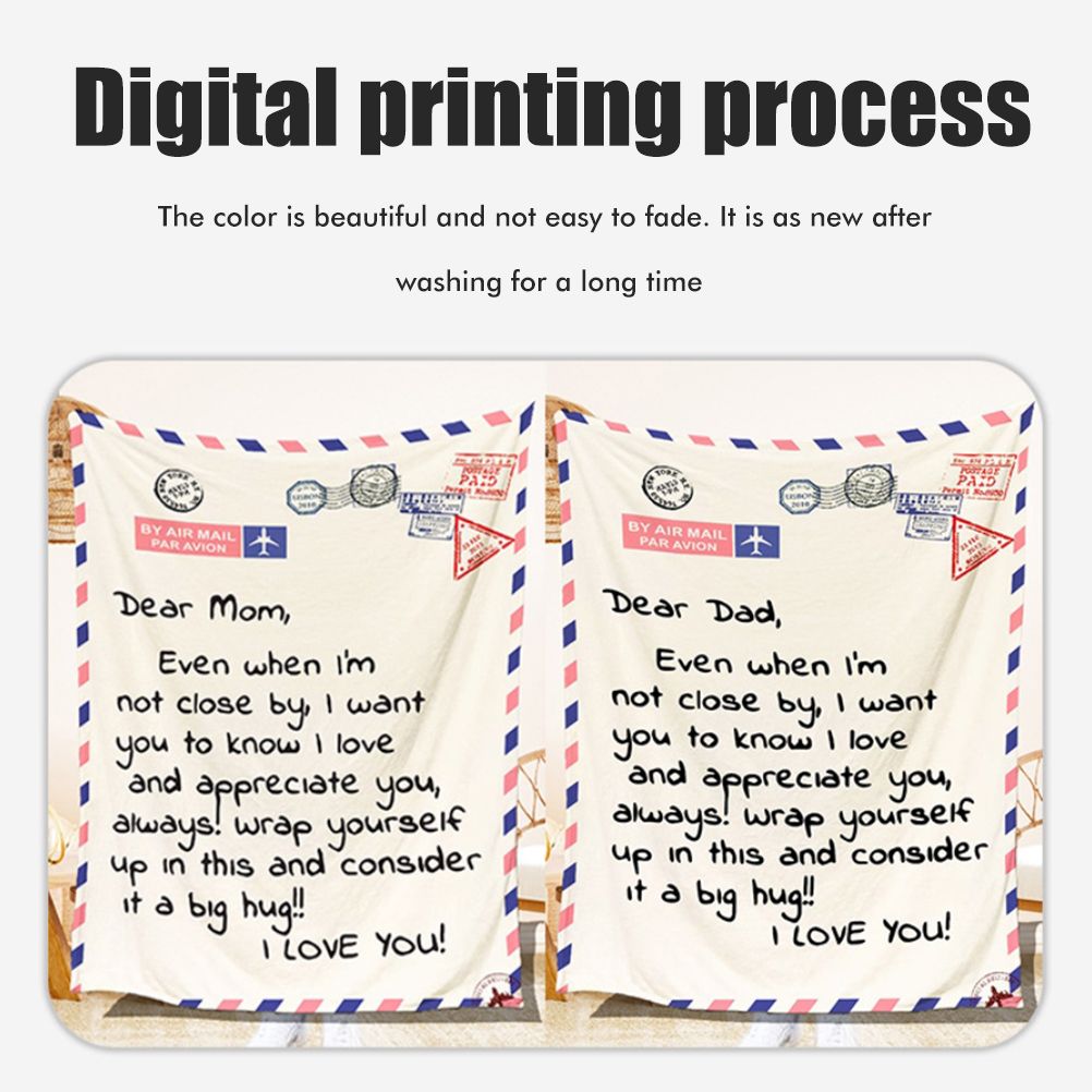 Mother's Day Father's Day Letter Printed Throw Blanket Gifts Soft Flannel Blanket for Bed Couch Living Room