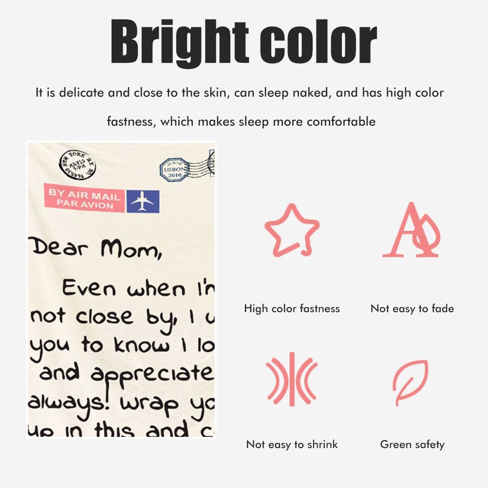 Mother's Day Father's Day Letter Printed Throw Blanket Gifts Soft Flannel Blanket for Bed Couch Living Room