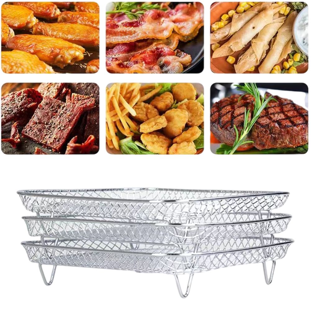 Air Fryer Rack Compatible for Ninja Foodi 8L Stainless Steel Stackable Dehydrator Rack Air Fryer Accessories