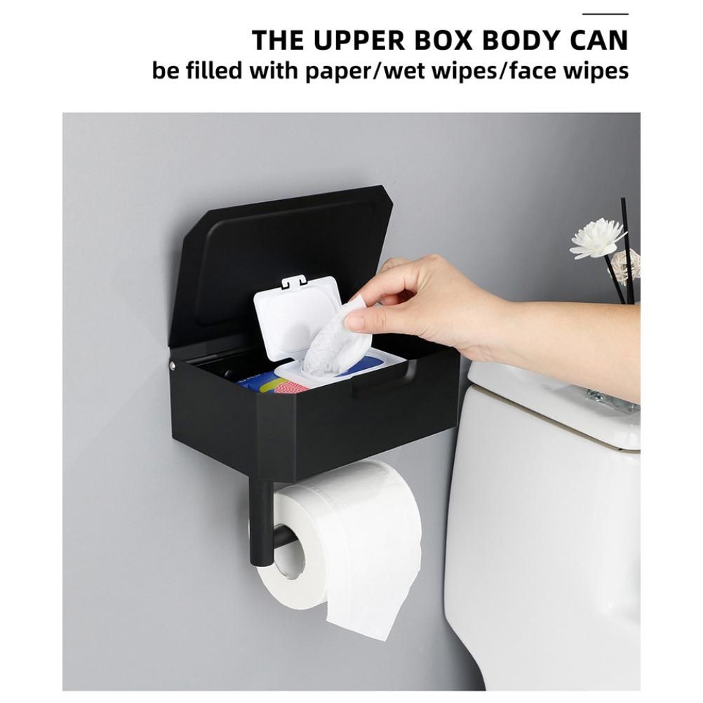 Toilet Paper Holder with Flushable Wipes Dispenser Stainless Steel Toilet Paper Holder Storage Wall Mounted Toilet Paper Holder with Shelf