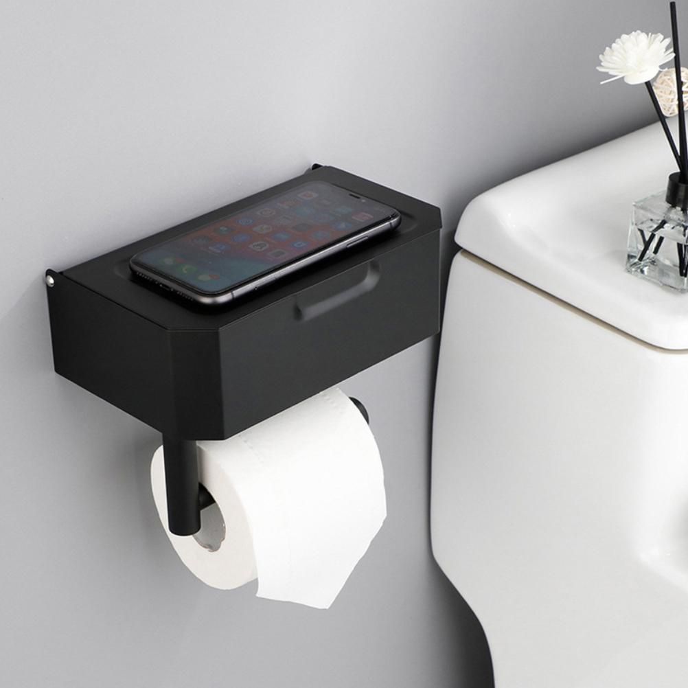 Toilet Paper Holder with Flushable Wipes Dispenser Stainless Steel Toilet Paper Holder Storage Wall Mounted Toilet Paper Holder with Shelf