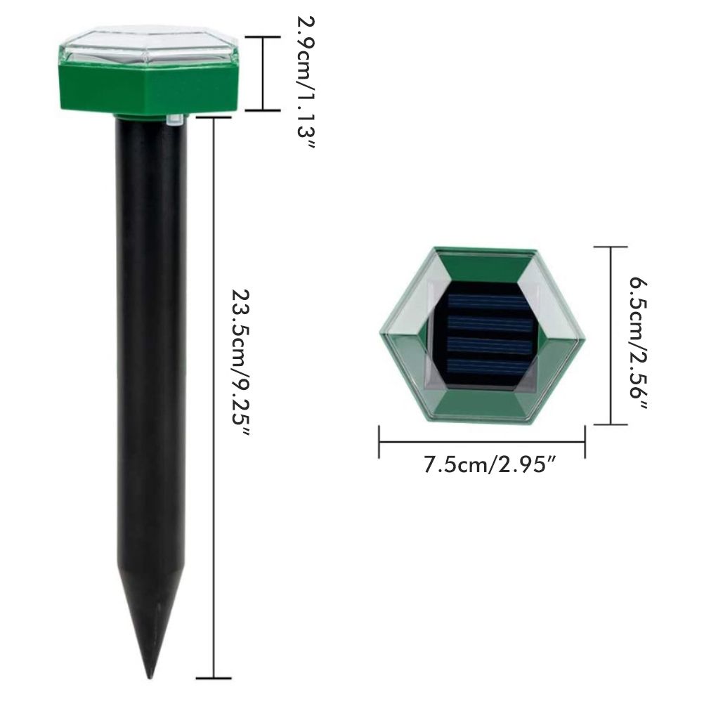 4Pcs Solar Mole Repellent Ultrasonic Outdoor Waterproof Sonic Deterrent Mole Stopper Rodent Gopher Chaser for Lawn Garden Yard Home
