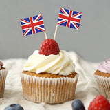 100Pcs Union Jack Mini Flags Hand Held British Toothpick Flags Cupcake Toppers UK Flags Fruit Sticks Party Decorations