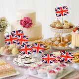 100Pcs Union Jack Mini Flags Hand Held British Toothpick Flags Cupcake Toppers UK Flags Fruit Sticks Party Decorations