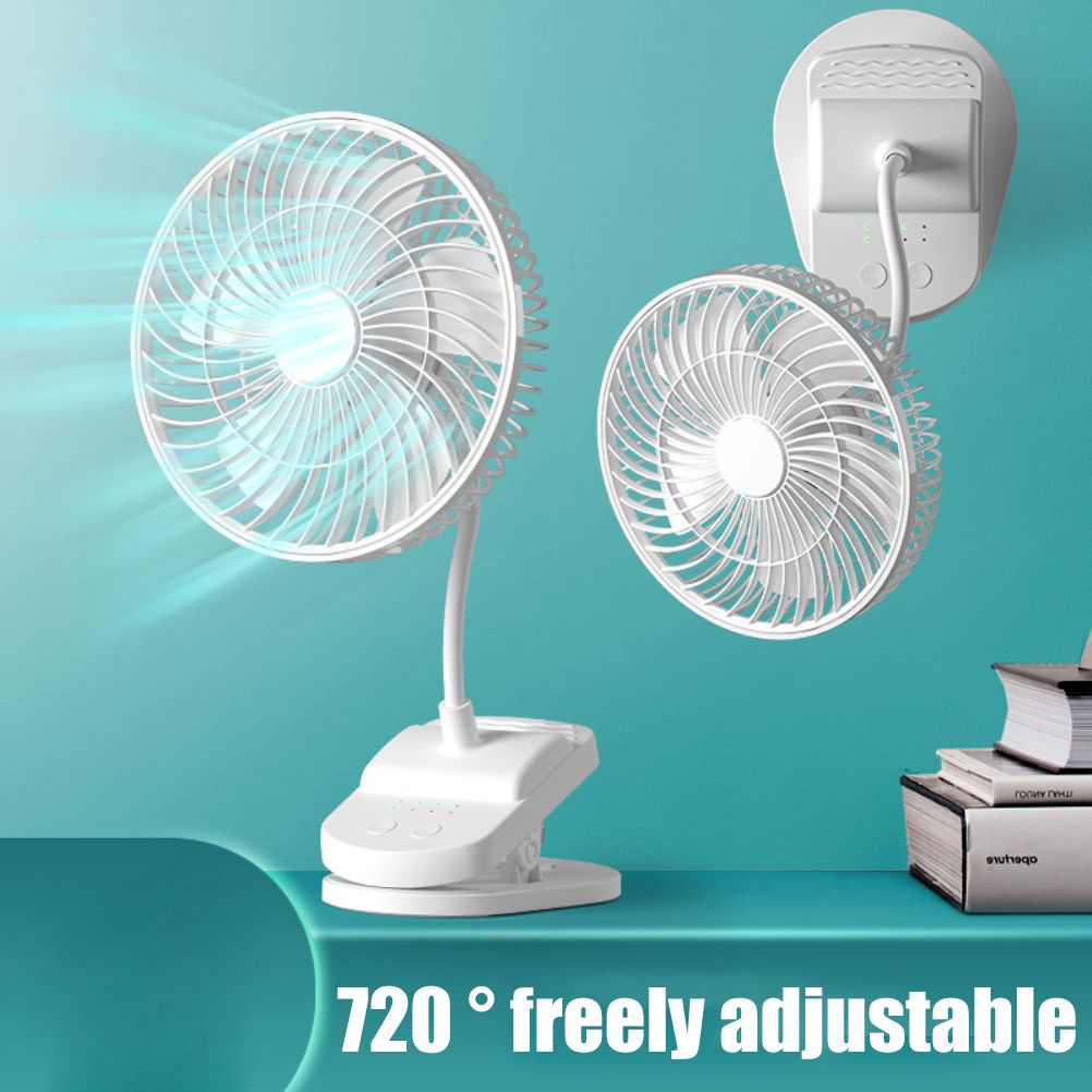 Clip On Fan Portable Rechargeable 720° Rotation Quiet Stroller Fan Sturdy Clamp Mini Desk Fan for Office Table Bedroom Outdoor Travel