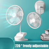 Clip On Fan Portable Rechargeable 720° Rotation Quiet Stroller Fan Sturdy Clamp Mini Desk Fan for Office Table Bedroom Outdoor Travel - 45-Degree Angle