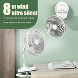 Clip On Fan Portable Rechargeable 720° Rotation Quiet Stroller Fan Sturdy Clamp Mini Desk Fan for Office Table Bedroom Outdoor Travel