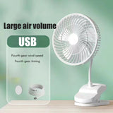 Clip On Fan Portable Rechargeable 720° Rotation Quiet Stroller Fan Sturdy Clamp Mini Desk Fan for Office Table Bedroom Outdoor Travel