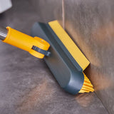 2 in 1 Floor Brush Scrub Brush Cleaning Brush with Adjustable Long Handle Bathroom Kitchen Floor Crevice Cleaning Brush - Low Angle
