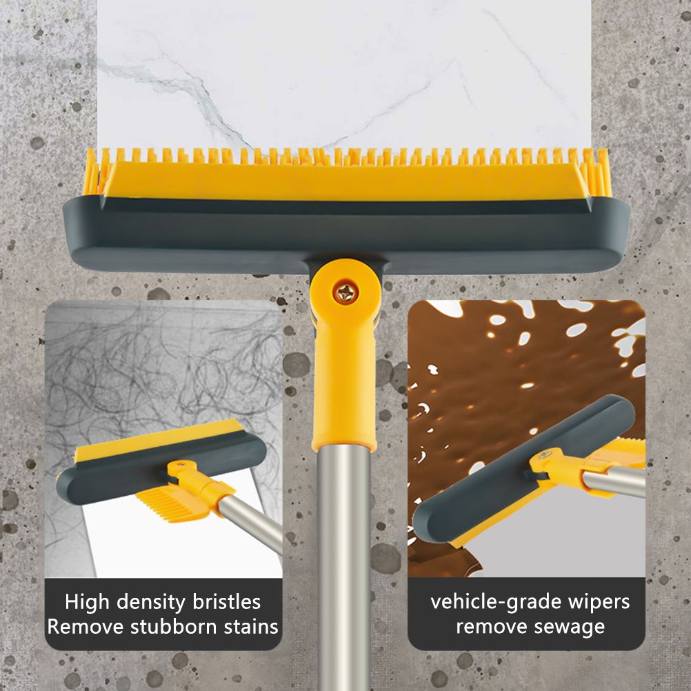 2 in 1 Floor Brush Scrub Brush Cleaning Brush with Adjustable Long Handle Bathroom Kitchen Floor Crevice Cleaning Brush