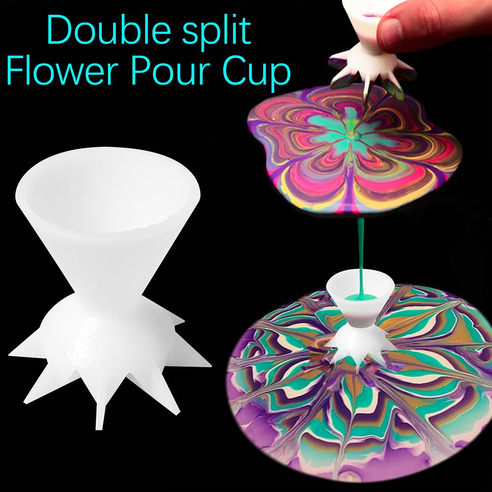 3 Pcs Paint Pouring Split Cups for Acrylic Paint DIY Painting Paint Pour Cup Funnel Mini 7 Leg Funnel Split Cup Painting Supplies