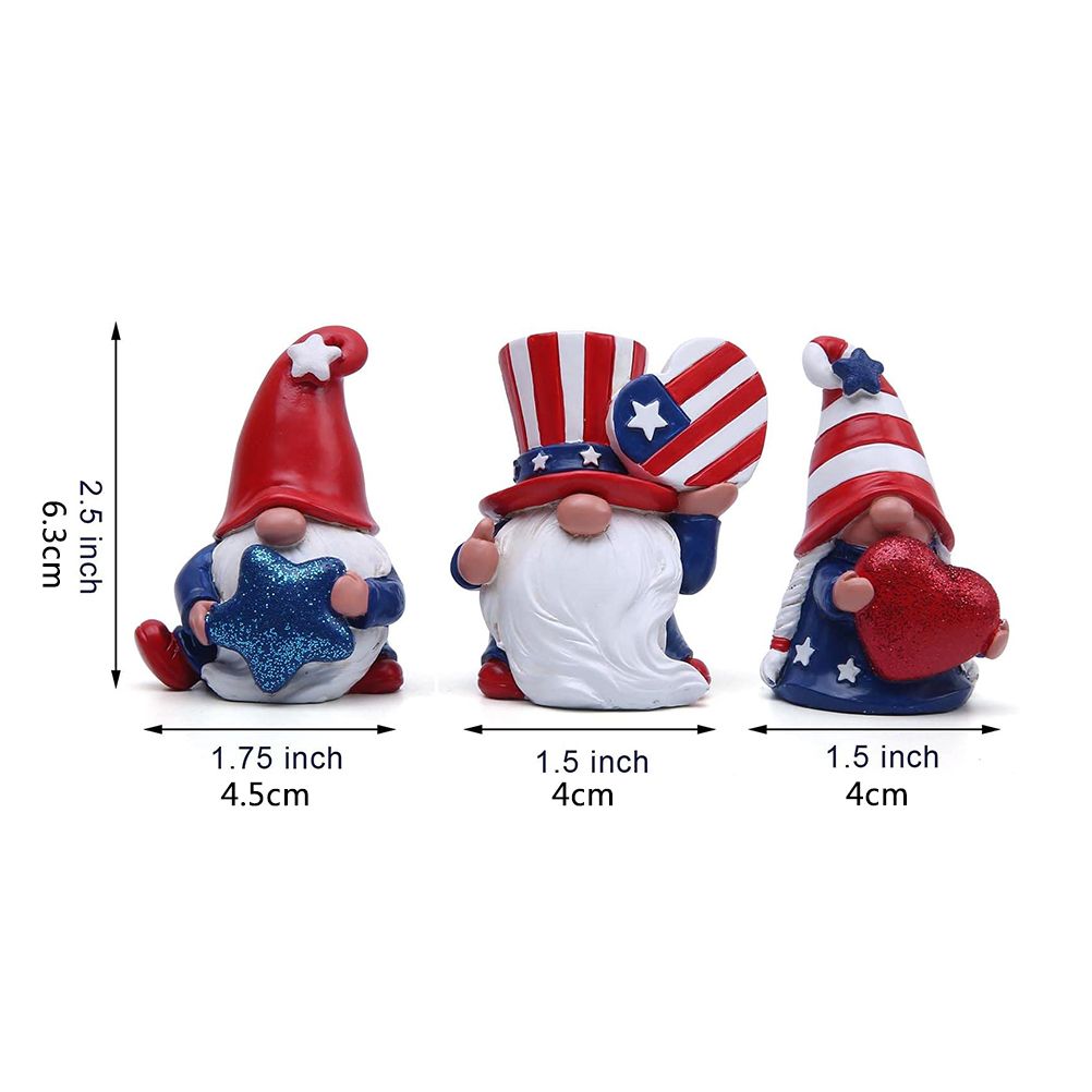 3 Pack Patriotic Gnomes Decorations USA and Stripes Elf Gifts Patriotic 4th of July Gnomes Figurines Independence Day Ornaments Decor