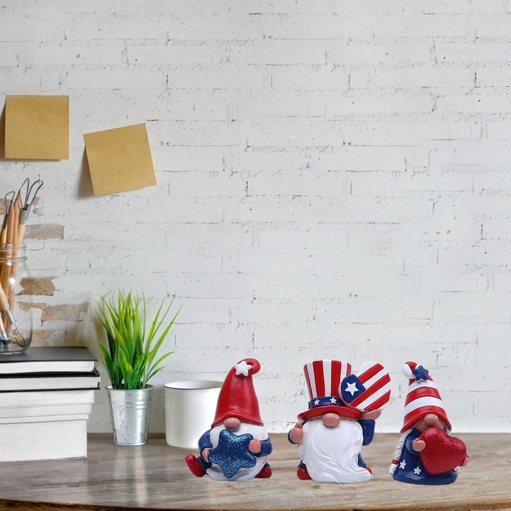 3 Pack Patriotic Gnomes Decorations USA and Stripes Elf Gifts Patriotic 4th of July Gnomes Figurines Independence Day Ornaments Decor