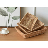 Rattan Storage Basket Basket Woven Snacks Fruit Basket Stackable Woven Bread Basket - Front View
