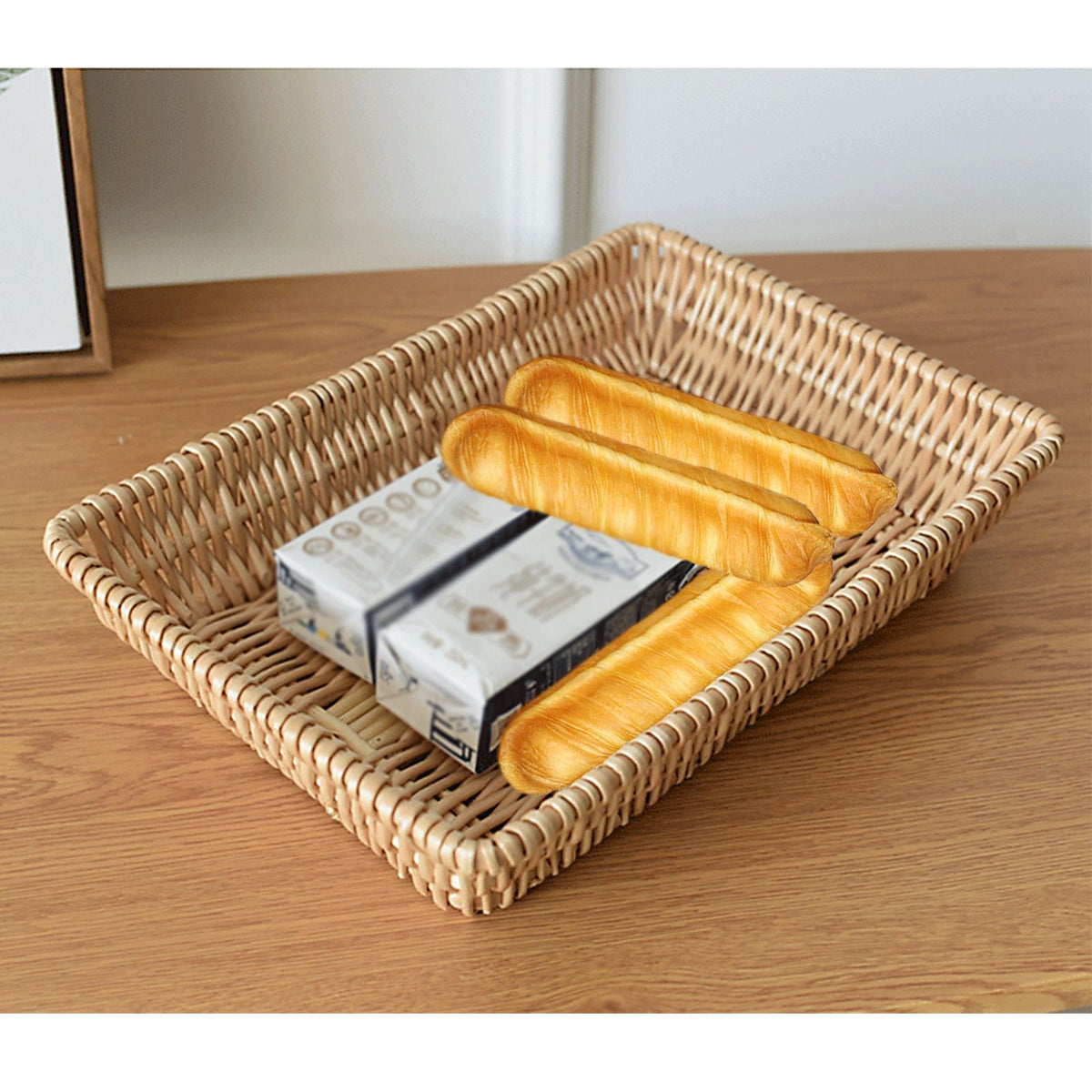 Rattan Storage Basket Basket Woven Snacks Fruit Basket Stackable Woven Bread Basket