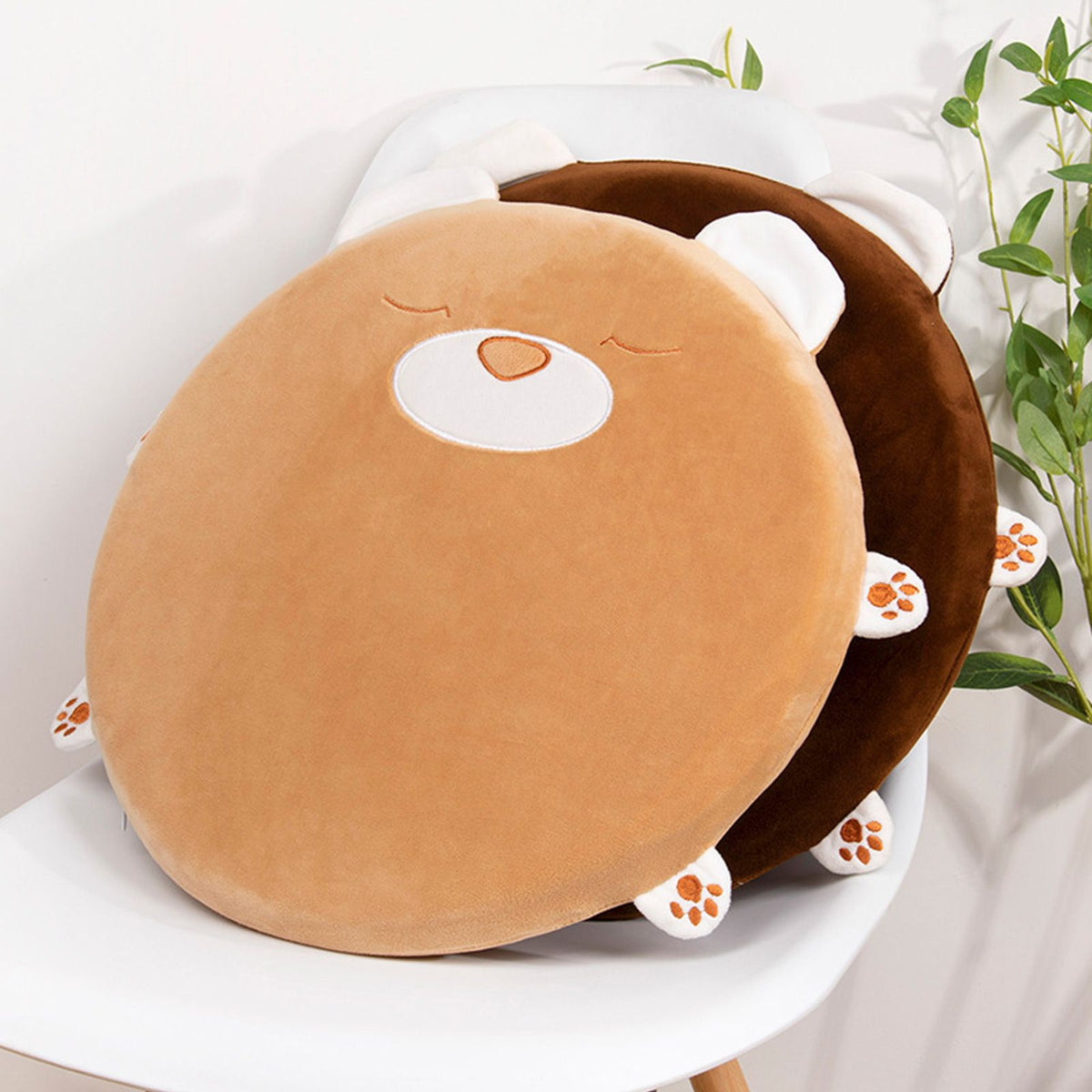 Memory Cotton Cushion Round Cute Dinosaur Shaped Soft Removable Cover Cushion Green 40 x 40 x 4.5cm