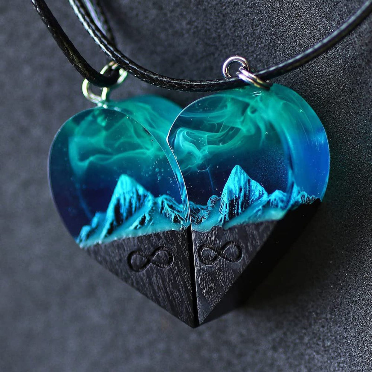 Wood Resin Paired Heart Pendants Cotton Ripe Great Gift Snowflakes Elegant Necklace