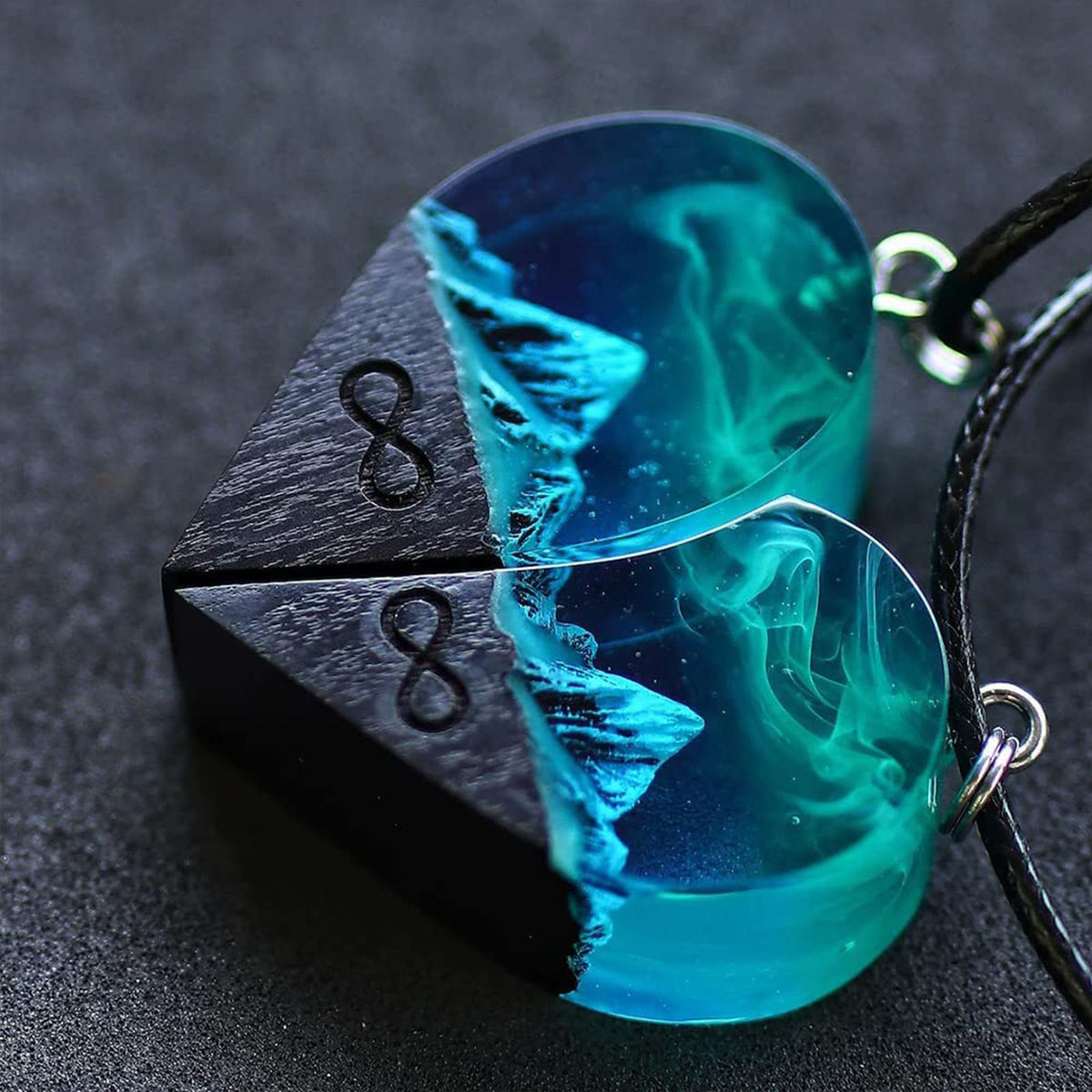 Wood Resin Paired Heart Pendants Cotton Ripe Great Gift Snowflakes Elegant Necklace