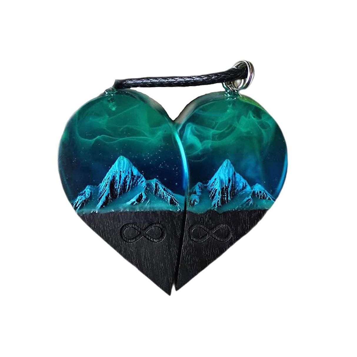 Wood Resin Paired Heart Pendants Cotton Ripe Great Gift Snowflakes Elegant Necklace