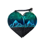Wood Resin Paired Heart Pendants Cotton Ripe Great Gift Snowflakes Elegant Necklace - Extra Image