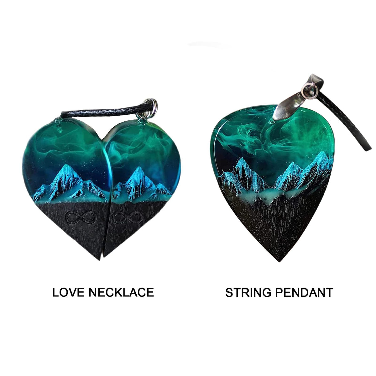 Wood Resin Paired Heart Pendants Cotton Ripe Great Gift Snowflakes Elegant Necklace