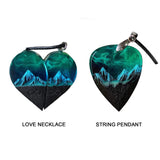 Wood Resin Paired Heart Pendants Cotton Ripe Great Gift Snowflakes Elegant Necklace