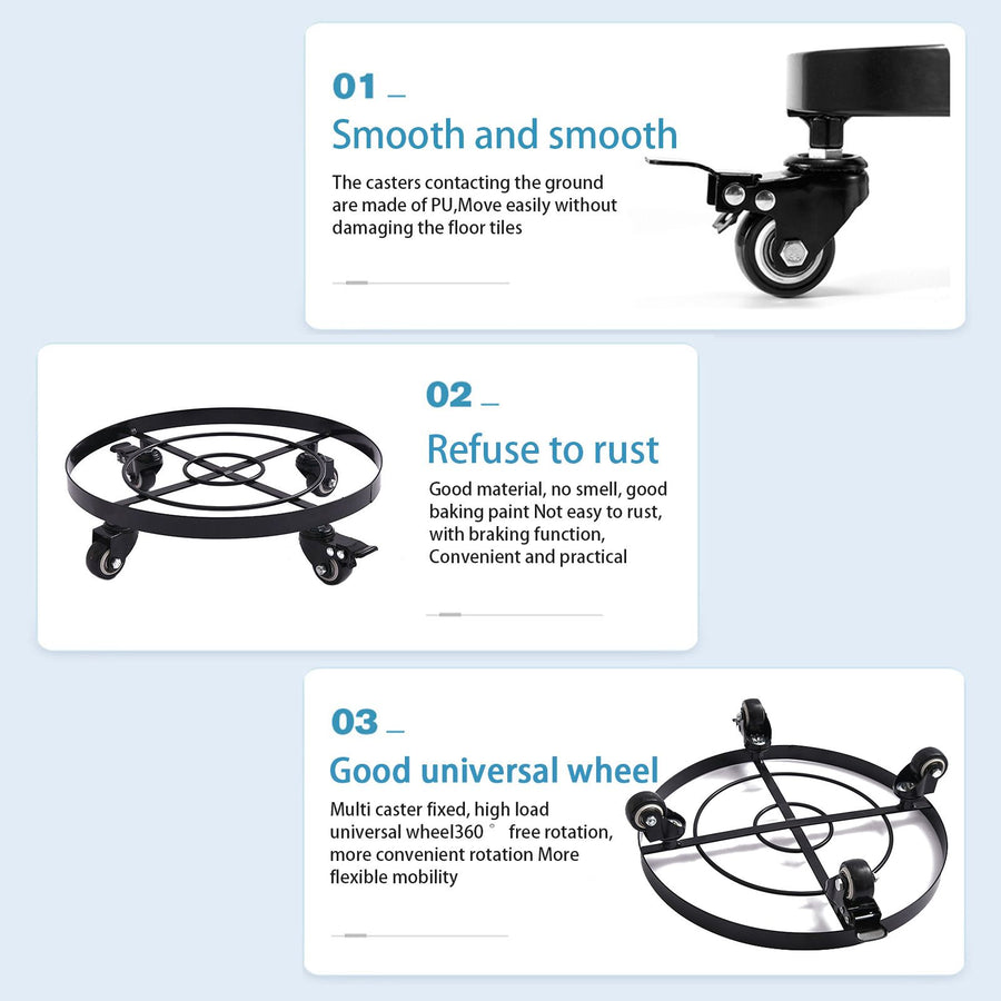 Mobile Flower Stand with Universal Wheels Metal Movable Flower Pot Stand