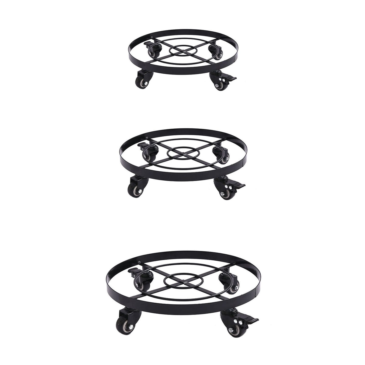 Mobile Flower Stand with Universal Wheels Metal Movable Flower Pot Stand