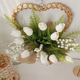 Spring Tulips Red Roses Carnations Love Wreaths Wall Hanging Door Decoration Valentine's Day Mother's Day Gift