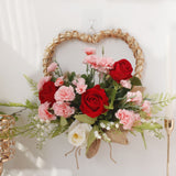 Spring Tulips Red Roses Carnations Love Wreaths Wall Hanging Door Decoration Valentine's Day Mother's Day Gift - Rear View