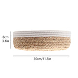 Woven Storage Basket Cloth Lining Rectangular Decorative Organizer Bins for Clothes Toy - Front View