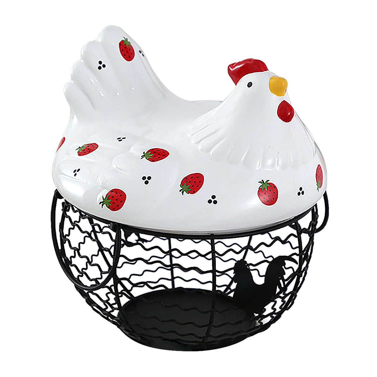 Strawberry Storage Basket Wrought Iron Basket Ceramic Egg Basket Living Room Fruit Storage Basket Kitchen Nordic Decor