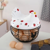 Strawberry Storage Basket Wrought Iron Basket Ceramic Egg Basket Living Room Fruit Storage Basket Kitchen Nordic Decor