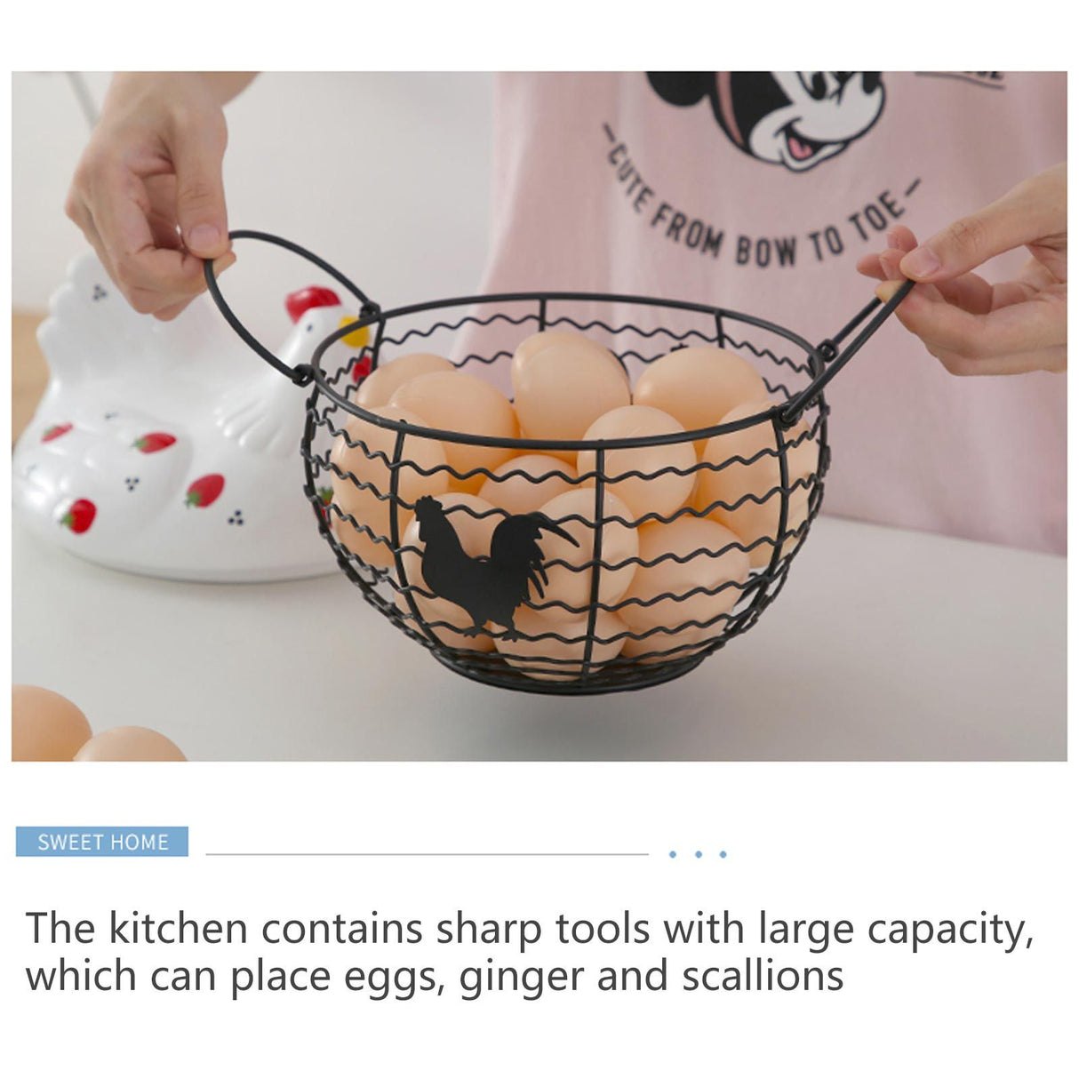 Strawberry Storage Basket Wrought Iron Basket Ceramic Egg Basket Living Room Fruit Storage Basket Kitchen Nordic Decor