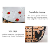 Strawberry Storage Basket Wrought Iron Basket Ceramic Egg Basket Living Room Fruit Storage Basket Kitchen Nordic Decor
