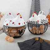 Strawberry Storage Basket Wrought Iron Basket Ceramic Egg Basket Living Room Fruit Storage Basket Kitchen Nordic Decor