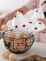 Strawberry Storage Basket Wrought Iron Basket Ceramic Egg Basket Living Room Fruit Storage Basket Kitchen Nordic Decor