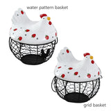 Strawberry Storage Basket Wrought Iron Basket Ceramic Egg Basket Living Room Fruit Storage Basket Kitchen Nordic Decor