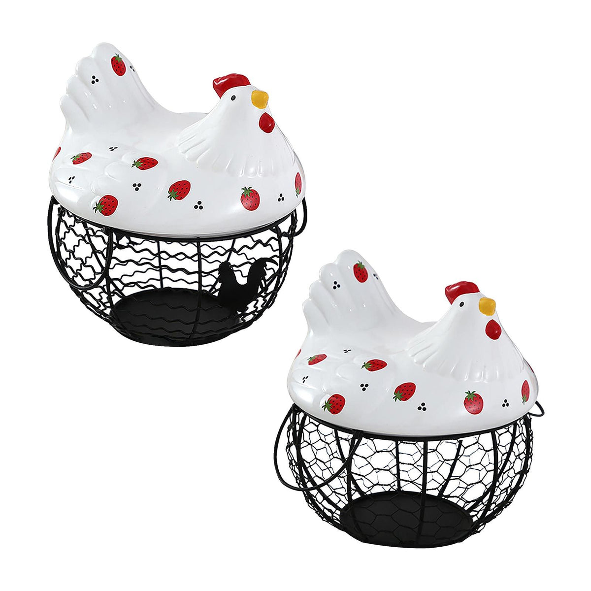 Strawberry Storage Basket Wrought Iron Basket Ceramic Egg Basket Living Room Fruit Storage Basket Kitchen Nordic Decor