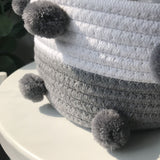Cotton Rope Knitting With Fur Ball Storage Basket Snacks Keys Sundries Basket
