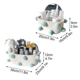 Cotton Rope Knitting With Fur Ball Storage Basket Snacks Keys Sundries Basket - Side View
