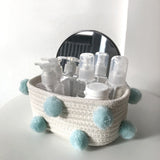 Cotton Rope Knitting With Fur Ball Storage Basket Snacks Keys Sundries Basket - Extra Image