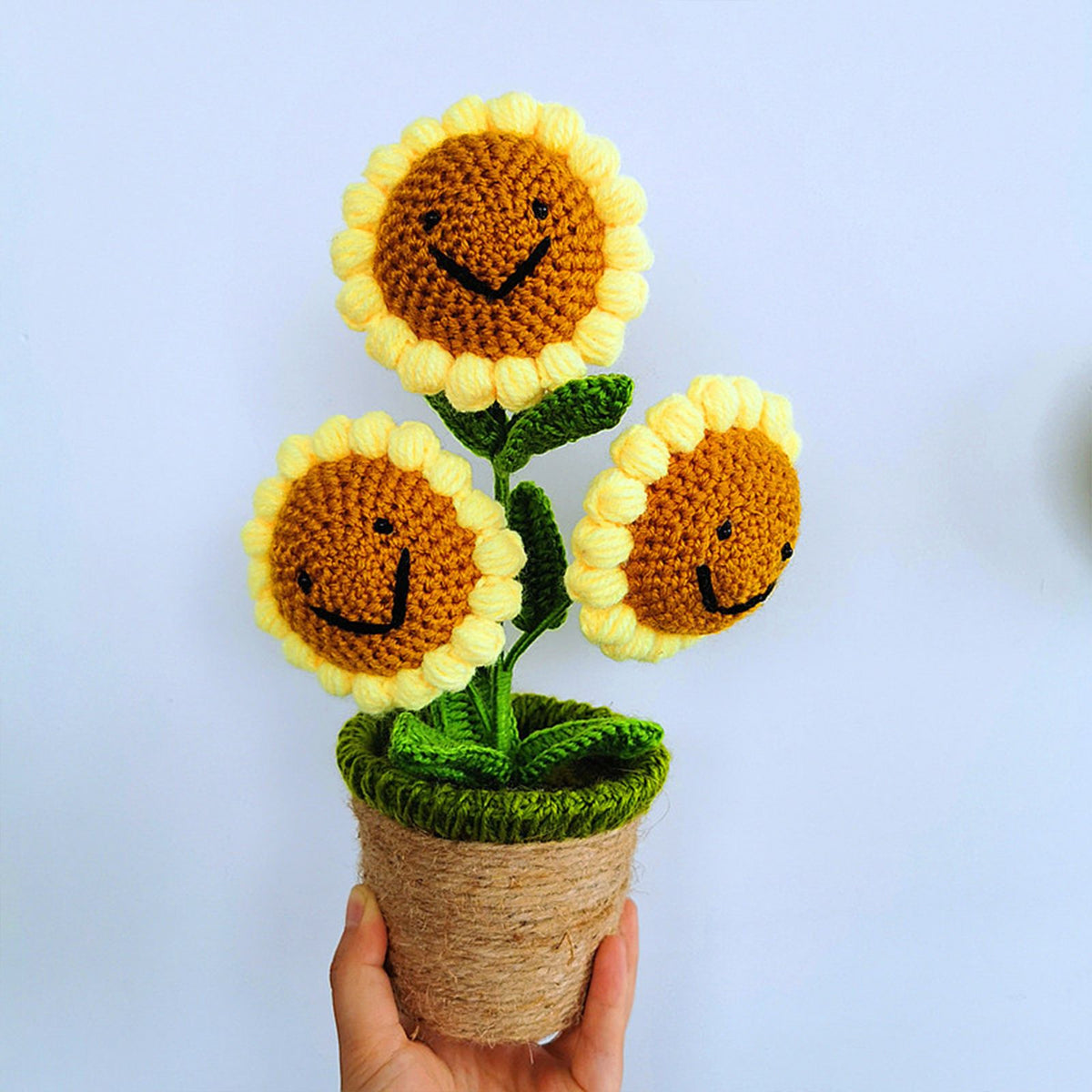 Artificial Sunflower Hand Woven Yarn Simulation Flower Potting Indoor Decoration