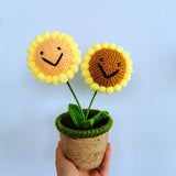 Artificial Sunflower Hand Woven Yarn Simulation Flower Potting Indoor Decoration