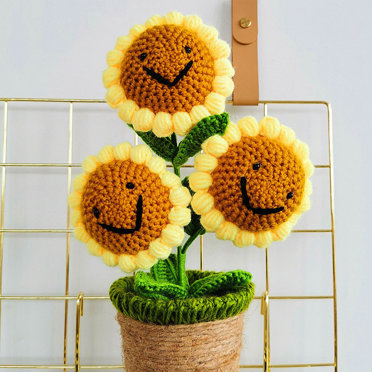 Artificial Sunflower Hand Woven Yarn Simulation Flower Potting Indoor Decoration