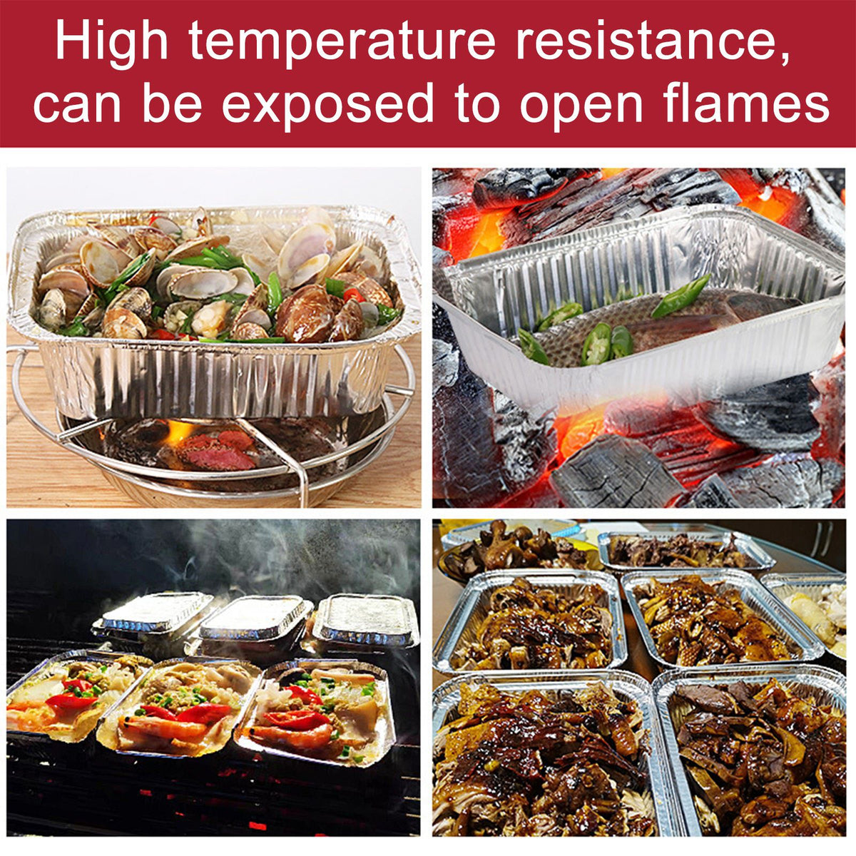 Disposable Tin Foil Box with Lid Outdoor Barbecue Baking Oven Tin Foil Bowl