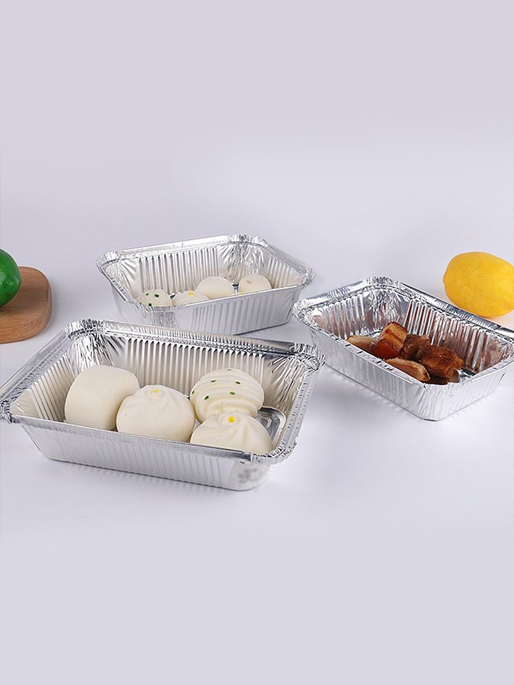 Disposable Tin Foil Box with Lid Outdoor Barbecue Baking Oven Tin Foil Bowl