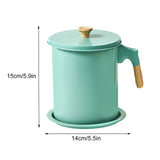 Household Mesh Oil Filter Tank with Lid Large Capacity Grease Container Oil Storage Pot - Front View
