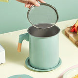 Household Mesh Oil Filter Tank with Lid Large Capacity Grease Container Oil Storage Pot